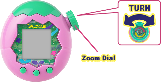 Image demonstrating how to zoom in closer with the Zoom Dial