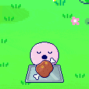 Image d'un personnage mangeant de la viande
