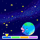 sull'estremità superiore destra del dispositivo per osservare il nuovo pianeta Tamagotchi