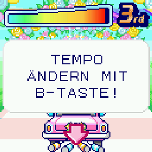 Drücken die Taste B, um die Geschwindigkeit anzupassen