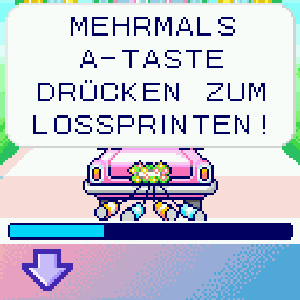 Drücken die A-Taste, um einen Startsprint zu machen!