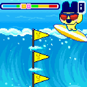4. Shake the device to jump over the yellow flags.