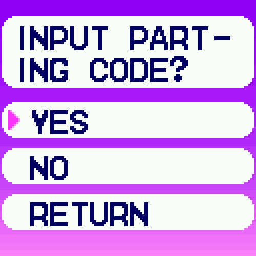 Parting Code Input Confirmation Screen