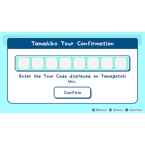 Tour Code Input Screen