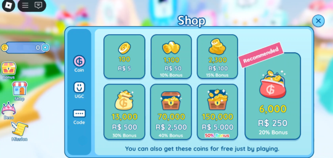 ② Press the Code button in the bottom left of the Shop screen.